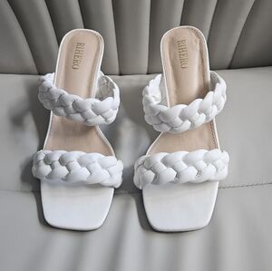 White Braided Heeled Sandal
